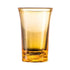 Set of 1.2 oz multicolor and clear shot glasses with heavy bases.