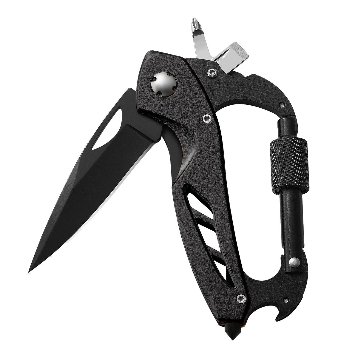Portable 2-in-1 Multifunctional Folding Pocket Knife,All-in-One Outdoor Portable Multifunctional Red Folding Pocket Tool Multiple Functions Tool with Bottle Opener, Window Breaker Screwdriver,Red Black