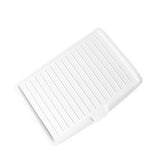 Large Rectangular Kitchen Drying Tray with Drain Holes,Sturdy Plastic for Fruit,Vegetable,and Dish Drainage,Space-Saving Design for Countertop Organization,Keeps Surfaces Dry and Tidy. White