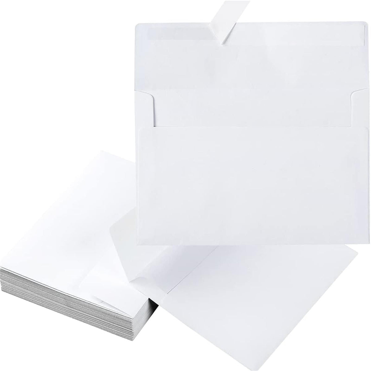 White Envelopes 40 Pack, 5 x 7 Square Envelopes Colored Self Seal for Wedding, Party Invitations, Greeting Cards, Announcements, Photos, 5.24 x 7.21 5.24" x 7.21" White