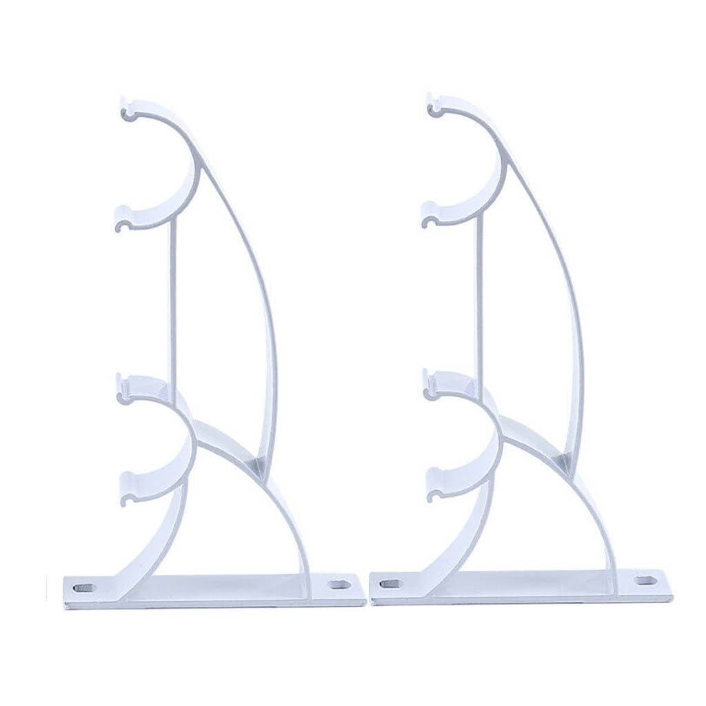 Curtain Rod Bracket, Double Curtain Rod Holder, Heavy Duty Curtain Rod Brackets, Drapery Wall Rods Bracket Holders, Curtain Rod Hooks for 1in Curtain Rods, 2 Pack, 5.12x3.15x0.79 5.12" x 3.15" x 0.79" Brown