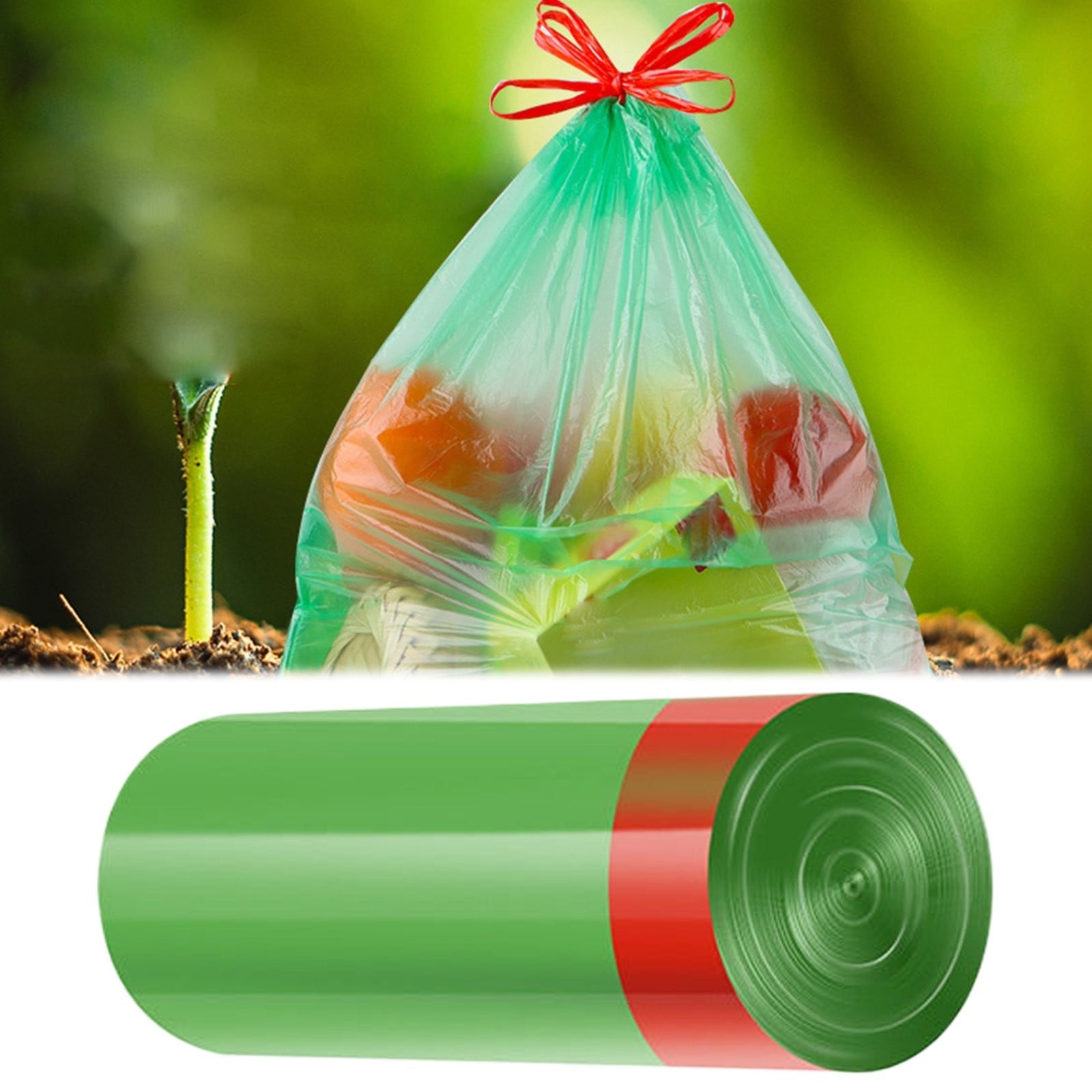 Trash Bags, Garbage Bag,Heavy Duty Trash Bags, Disposable Kitchen Drawstring Strong Bag,Multipurpose Drawstring Trash Bags,Home Kitchen Trash Bags,Kitchen Food Scrap Bin Liners 17.72" x 21.65" Green
