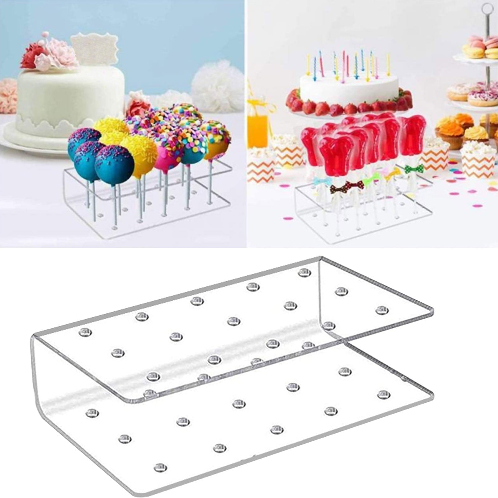 Cake Pop Stand 15 Holes Lollipop Display Stand, Acrylic Clear Cake Pop Holder Lollipop Display for Dessert Table Weddings Birthday Party Halloween Candy Decorative, 6.2x3.5x1.5 6.2" x 3.5" x 1.5" Clear