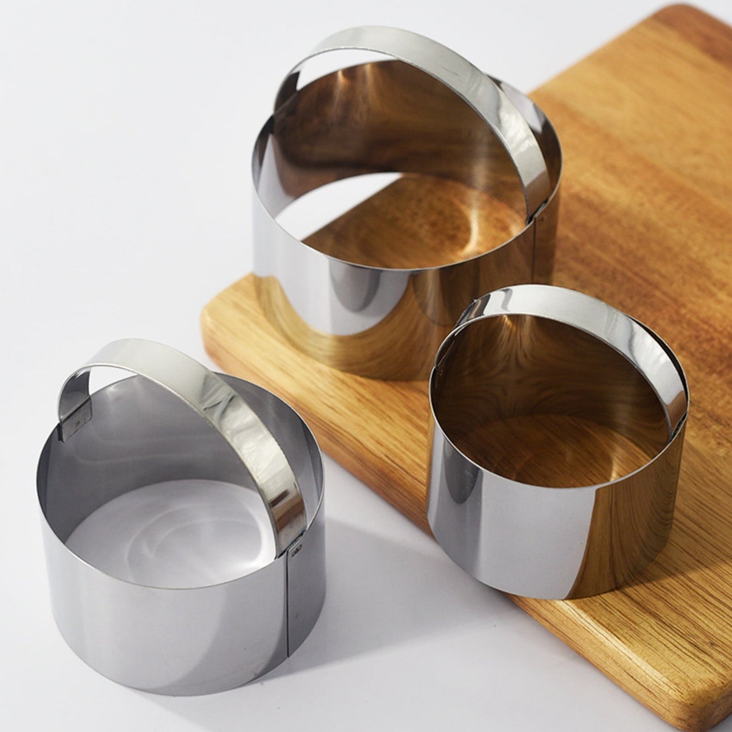 Round Biscuit Cutter with Handle, Stainless Steel Round Circle Doughnut Cutter, Heavy Duty Cookie Cutters, Baking Molds, Assorted Size, 3 Pcs Multisize Silver*3