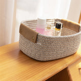 Small Cat Ears Toy Organizer, Woven Cotton Rope Basket, Decorative Nursery Bins & Boxes Gift Basket Empty for Pet Toy Storage, 1 Pcs, 7.8x3.93 12.59" x 9.44" x 5.11" Coffee