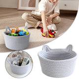 Small Cat Ears Toy Organizer, Woven Cotton Rope Basket, Decorative Nursery Bins & Boxes Gift Basket Empty for Pet Toy Storage, 1 Pcs, 7.8x3.93 8.27" x 4.72" Grey