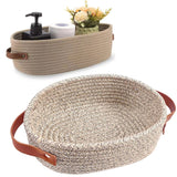 Small Cat Ears Toy Organizer, Woven Cotton Rope Basket, Decorative Nursery Bins & Boxes Gift Basket Empty for Pet Toy Storage, 1 Pcs, 7.8x3.93 13" x 5.9" x 4.0" Khaki