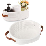 Small Cat Ears Toy Organizer, Woven Cotton Rope Basket, Decorative Nursery Bins & Boxes Gift Basket Empty for Pet Toy Storage, 1 Pcs, 7.8x3.93 13" x 5.9" x 4.0" White