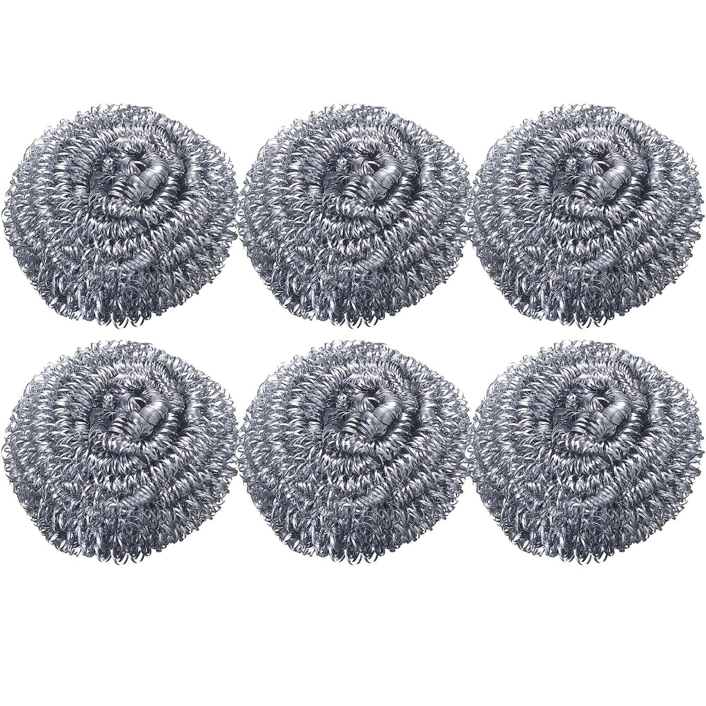 6Pcs Stainless Steel Scrubber,Heavy-Duty Curled Flat Wire Scouring Pad,Steel Wool Scrubber Pads For Cleaning Dishes, Pans, Pots, Ovens, Grills, Sinks - Stainless Steel Scrubbers For Kitchen 6pcs