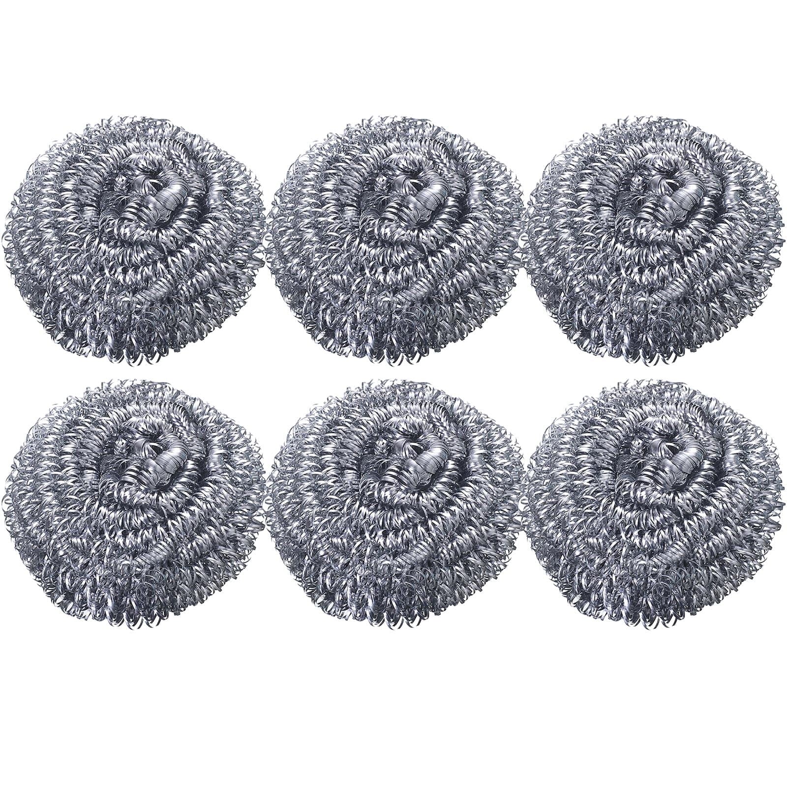 6Pcs Stainless Steel Scrubber,Heavy-Duty Curled Flat Wire Scouring Pad,Steel Wool Scrubber Pads For Cleaning Dishes, Pans, Pots, Ovens, Grills, Sinks - Stainless Steel Scrubbers For Kitchen 6pcs