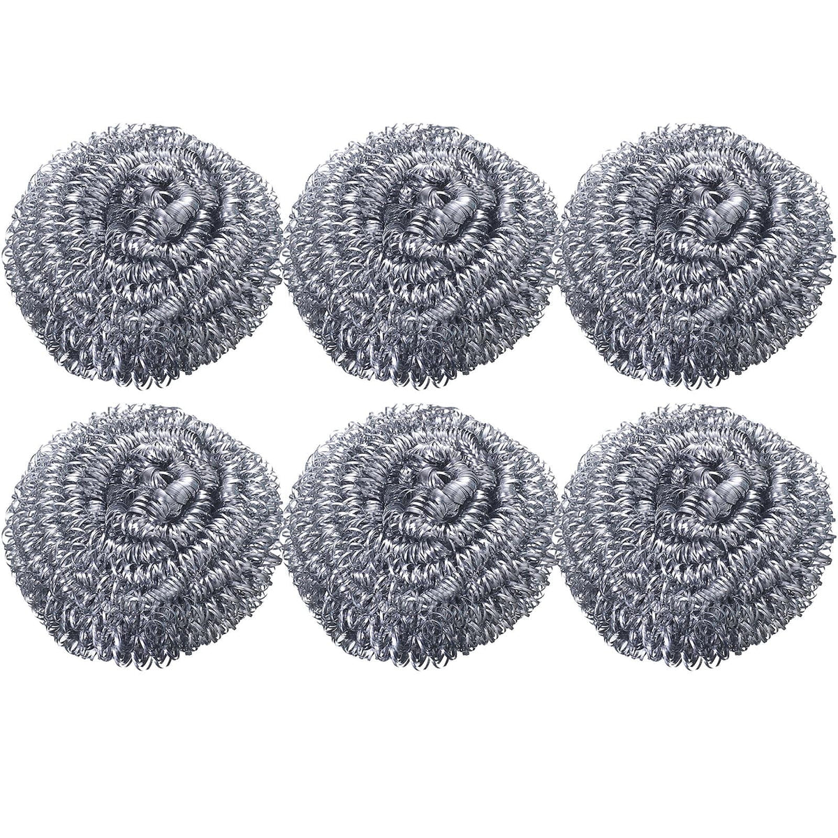 6Pcs Stainless Steel Scrubber,Heavy-Duty Curled Flat Wire Scouring Pad,Steel Wool Scrubber Pads For Cleaning Dishes, Pans, Pots, Ovens, Grills, Sinks - Stainless Steel Scrubbers For Kitchen 6pcs