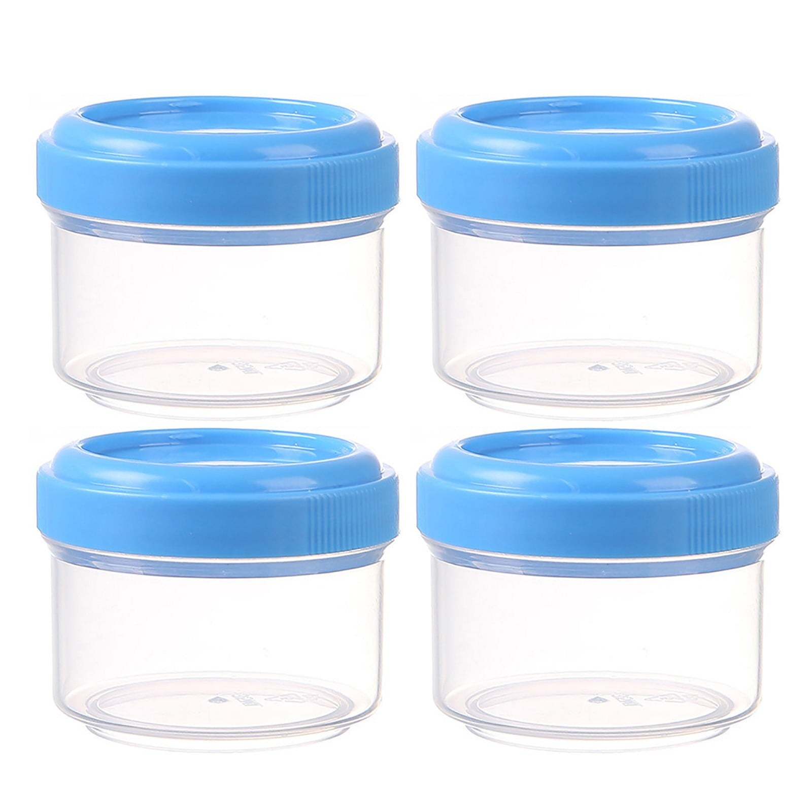 4Pcs Clear Plastic Jars With Lids,Small Plastic Storage Jars With Screw On Lids,Mini Wide-Mouth Refillable Storage Containers,Empty Round Containers For Candy,Beads,Lotion,Food Storage,Red Blue