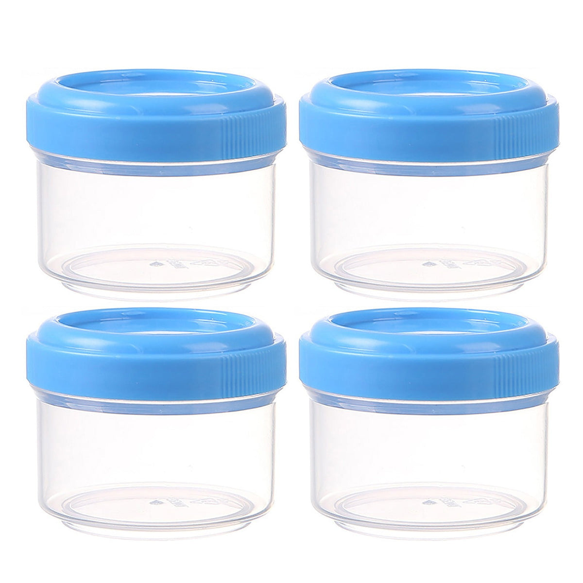 4Pcs Clear Plastic Jars With Lids,Small Plastic Storage Jars With Screw On Lids,Mini Wide-Mouth Refillable Storage Containers,Empty Round Containers For Candy,Beads,Lotion,Food Storage,Red Blue