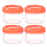 4Pcs Clear Plastic Jars With Lids,Small Plastic Storage Jars With Screw On Lids,Mini Wide-Mouth Refillable Storage Containers,Empty Round Containers For Candy,Beads,Lotion,Food Storage,Red Orange