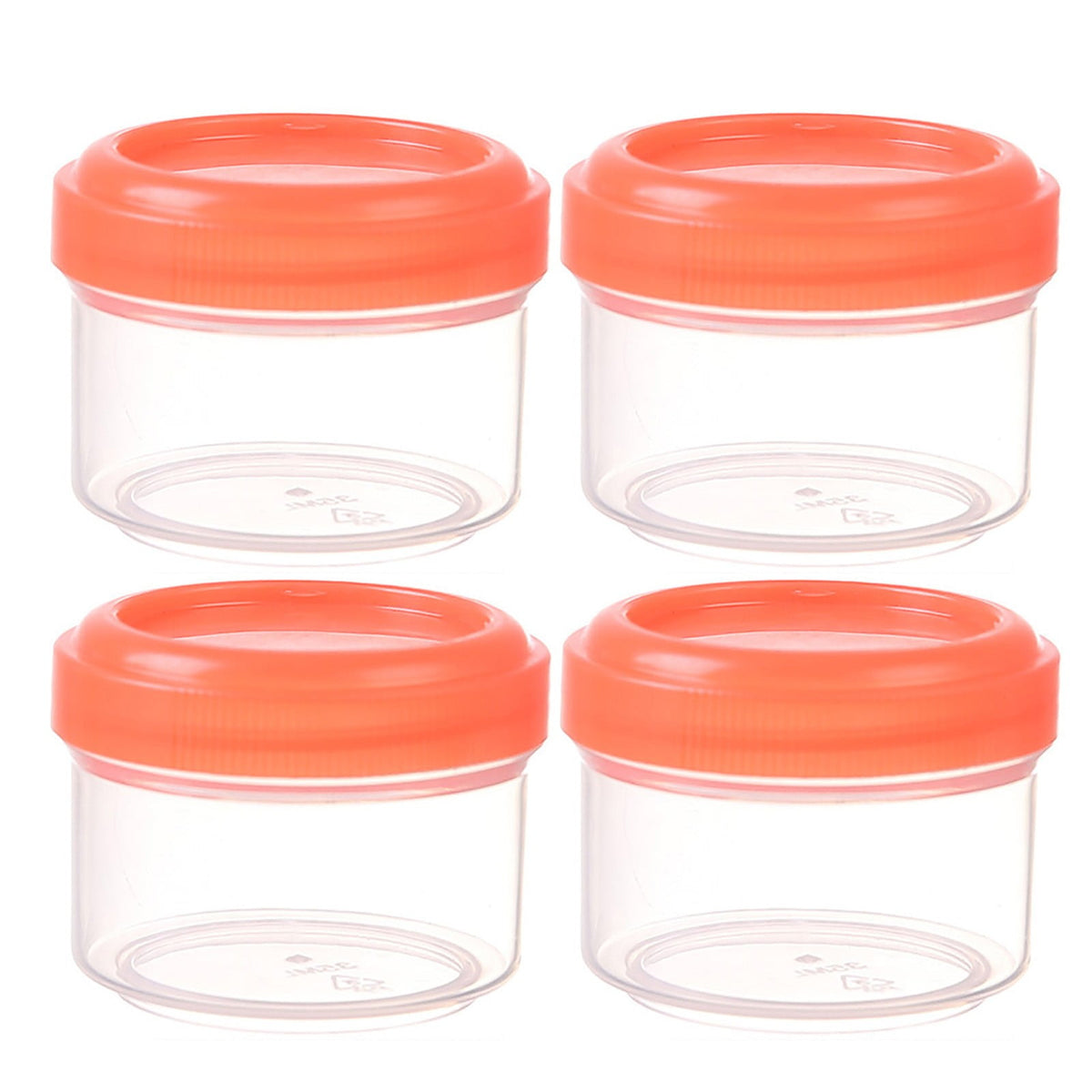 4Pcs Clear Plastic Jars With Lids,Small Plastic Storage Jars With Screw On Lids,Mini Wide-Mouth Refillable Storage Containers,Empty Round Containers For Candy,Beads,Lotion,Food Storage,Red Orange