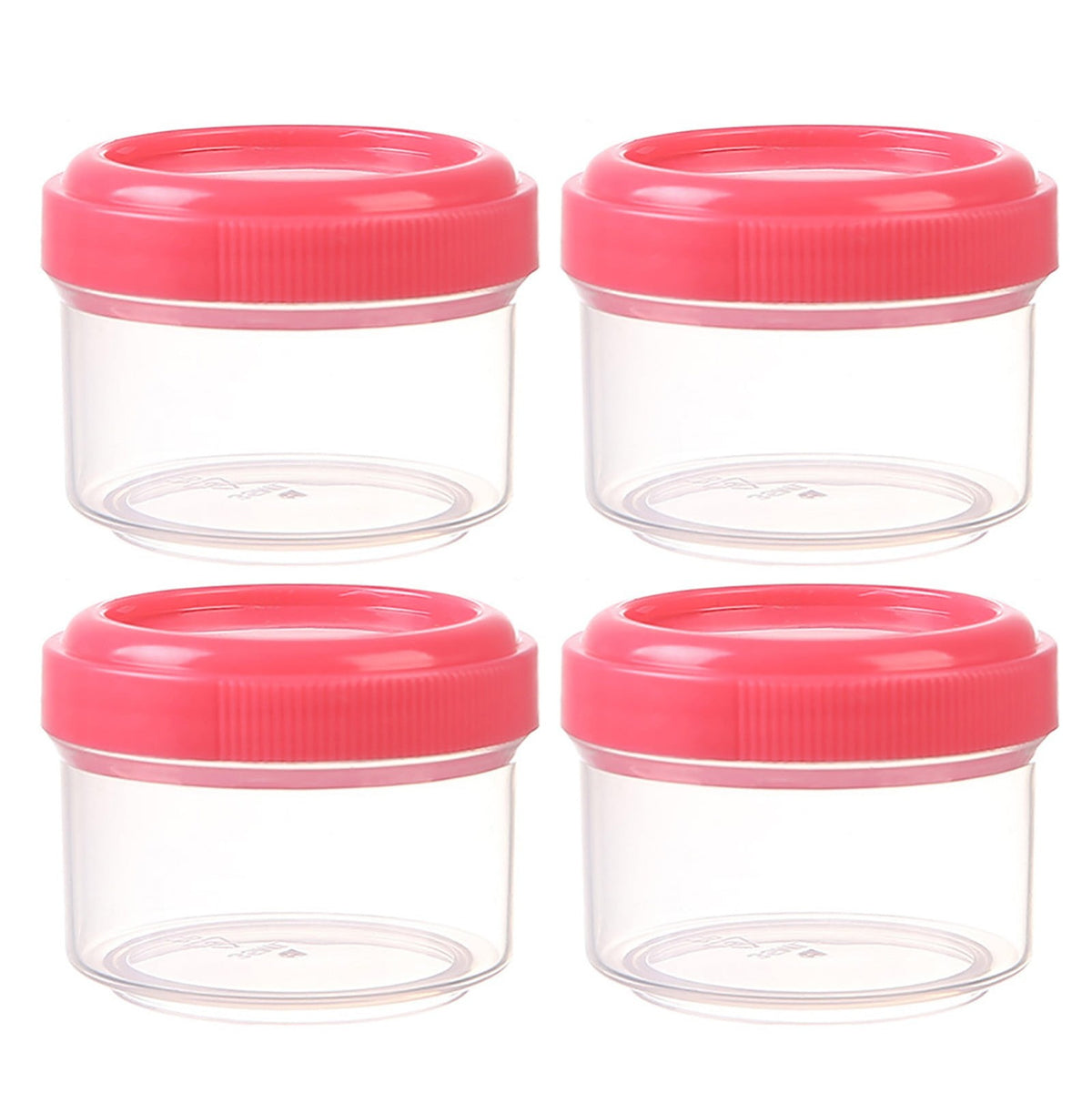 4Pcs Clear Plastic Jars With Lids,Small Plastic Storage Jars With Screw On Lids,Mini Wide-Mouth Refillable Storage Containers,Empty Round Containers For Candy,Beads,Lotion,Food Storage Red