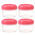 4Pcs Clear Plastic Jars With Lids,Small Plastic Storage Jars With Screw On Lids,Mini Wide-Mouth Refillable Storage Containers,Empty Round Containers For Candy,Beads,Lotion,Food Storage Red