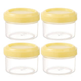 4Pcs Clear Plastic Jars With Lids,Small Plastic Storage Jars With Screw On Lids,Mini Wide-Mouth Refillable Storage Containers,Empty Round Containers For Candy,Beads,Lotion,Food Storage,Red Yellow
