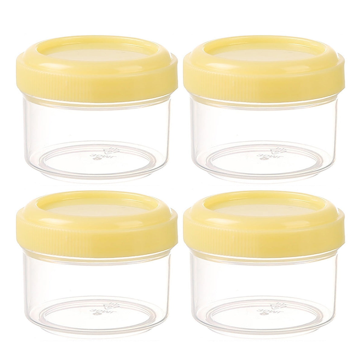 4Pcs Clear Plastic Jars With Lids,Small Plastic Storage Jars With Screw On Lids,Mini Wide-Mouth Refillable Storage Containers,Empty Round Containers For Candy,Beads,Lotion,Food Storage,Red Yellow