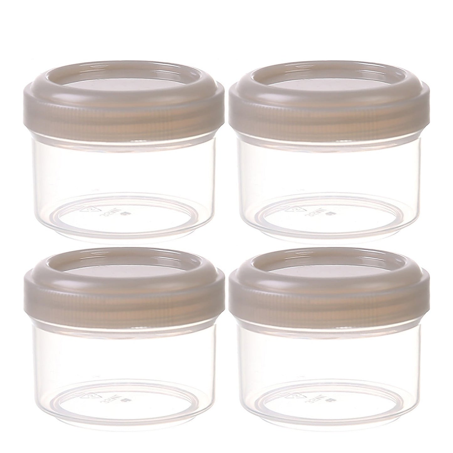 4Pcs Clear Plastic Jars With Lids,Small Plastic Storage Jars With Screw On Lids,Mini Wide-Mouth Refillable Storage Containers,Empty Round Containers For Candy,Beads,Lotion,Food Storage,Purple Grey