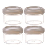 4Pcs Clear Plastic Jars With Lids,Small Plastic Storage Jars With Screw On Lids,Mini Wide-Mouth Refillable Storage Containers,Empty Round Containers For Candy,Beads,Lotion,Food Storage,Purple Grey