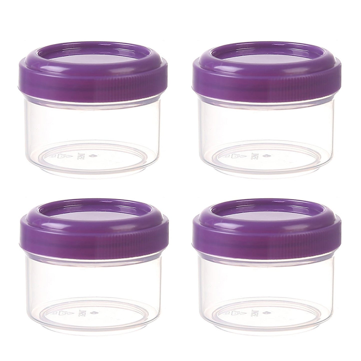 4Pcs Clear Plastic Jars With Lids,Small Plastic Storage Jars With Screw On Lids,Mini Wide-Mouth Refillable Storage Containers,Empty Round Containers For Candy,Beads,Lotion,Food Storage Purple