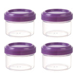 4Pcs Clear Plastic Jars With Lids,Small Plastic Storage Jars With Screw On Lids,Mini Wide-Mouth Refillable Storage Containers,Empty Round Containers For Candy,Beads,Lotion,Food Storage Purple