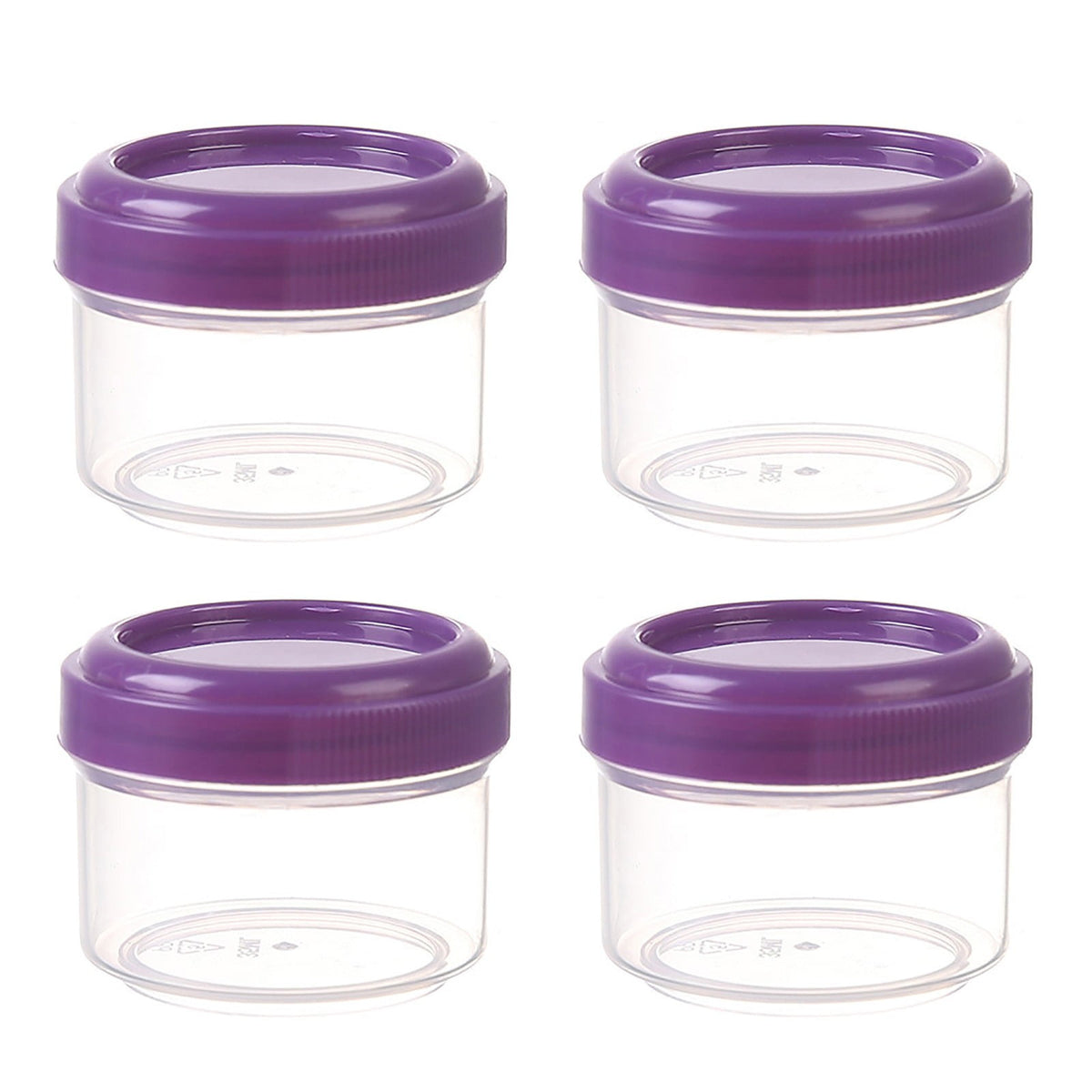 4Pcs Clear Plastic Jars With Lids,Small Plastic Storage Jars With Screw On Lids,Mini Wide-Mouth Refillable Storage Containers,Empty Round Containers For Candy,Beads,Lotion,Food Storage Purple