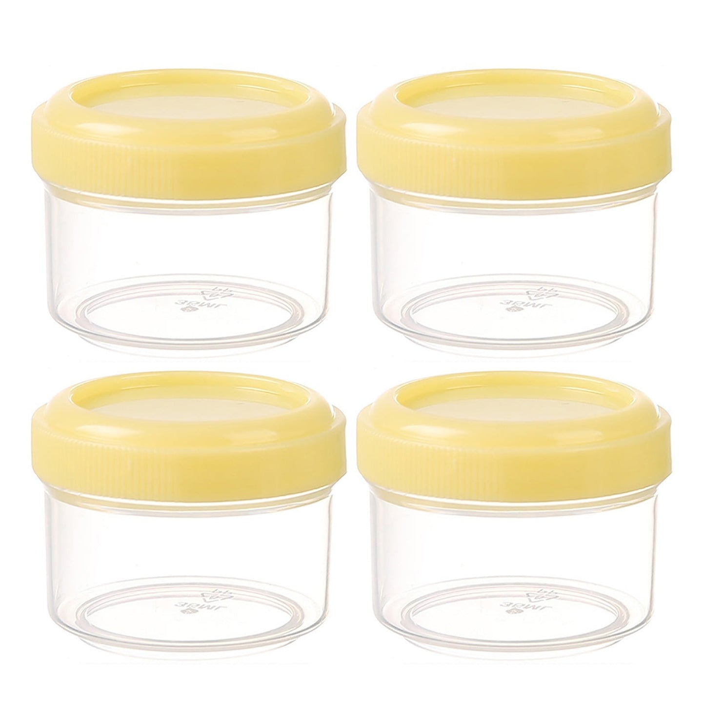 4Pcs Clear Plastic Jars With Lids,Small Plastic Storage Jars With Screw On Lids,Mini Wide-Mouth Refillable Storage Containers,Empty Round Containers For Candy,Beads,Lotion,Food Storage,Purple Yellow