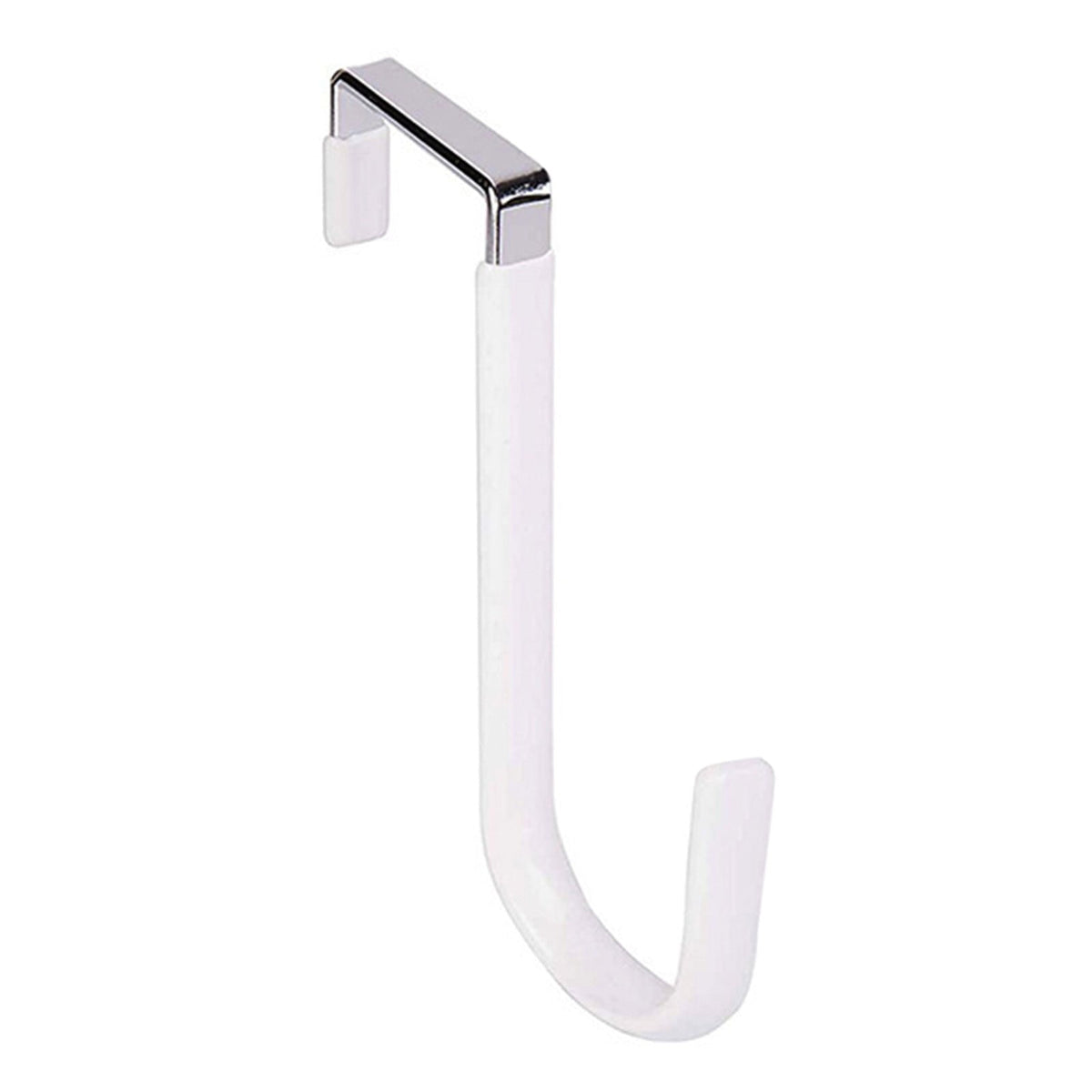 Over the Door Hook,1 Pack Over The Door Hooks Rubber Scratches,Sturdy Metal Single Over Door Hooks,Door Hanger Hook Door Hooks for Hanging,Towels,Clothes,Bathroom,Hold Up to 20Lbs(White) White
