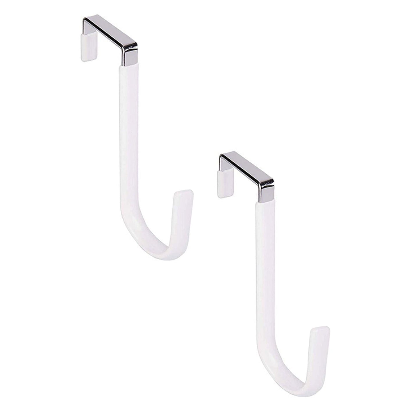 Over the Door Hook,1 Pack Over The Door Hooks Rubber Scratches,Sturdy Metal Single Over Door Hooks,Door Hanger Hook Door Hooks for Hanging,Towels,Clothes,Bathroom,Hold Up to 20Lbs(White) White(2PC)