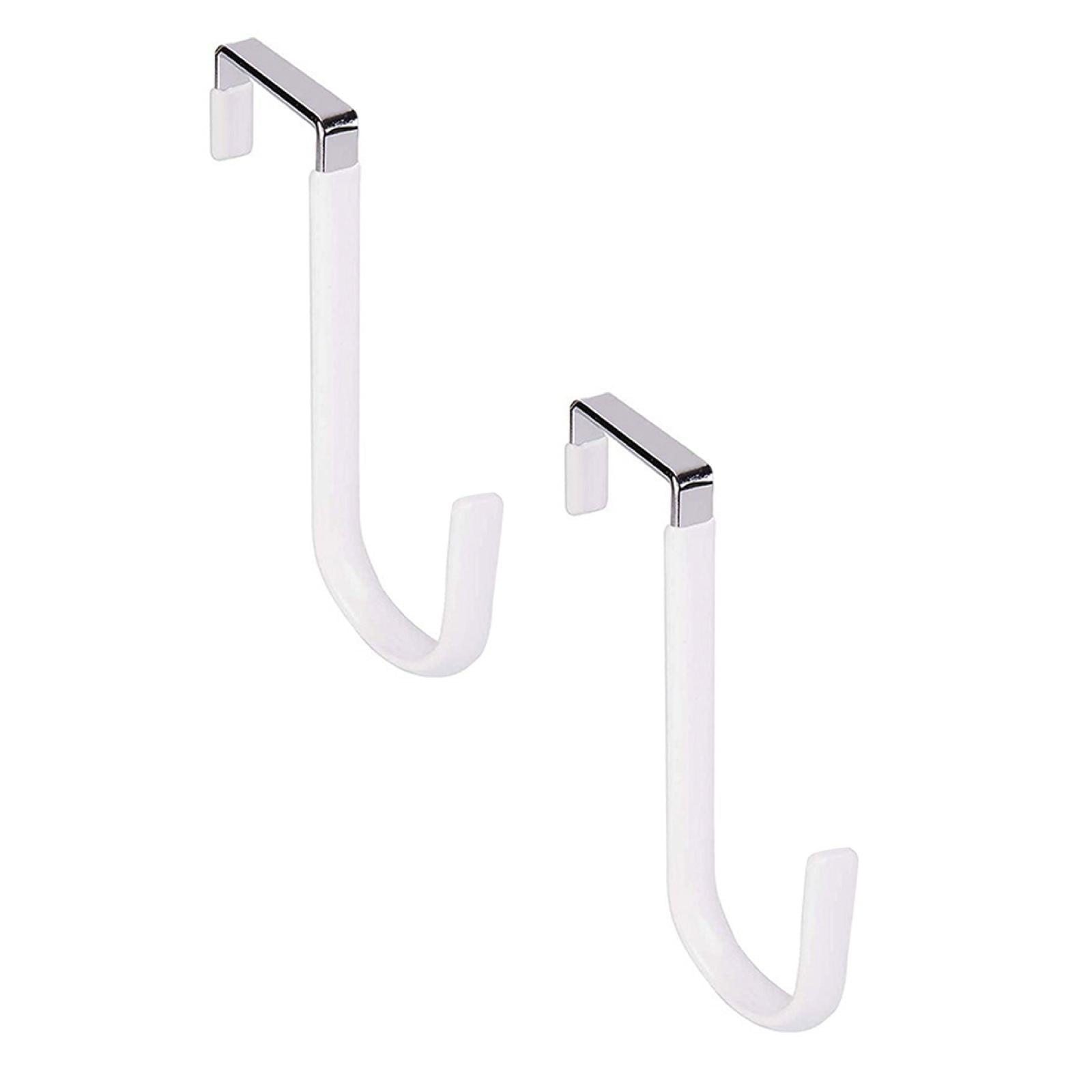 Over the Door Hook,1 Pack Over The Door Hooks Rubber Scratches,Sturdy Metal Single Over Door Hooks,Door Hanger Hook Door Hooks for Hanging,Towels,Clothes,Bathroom,Hold Up to 20Lbs(White) White(2PC)