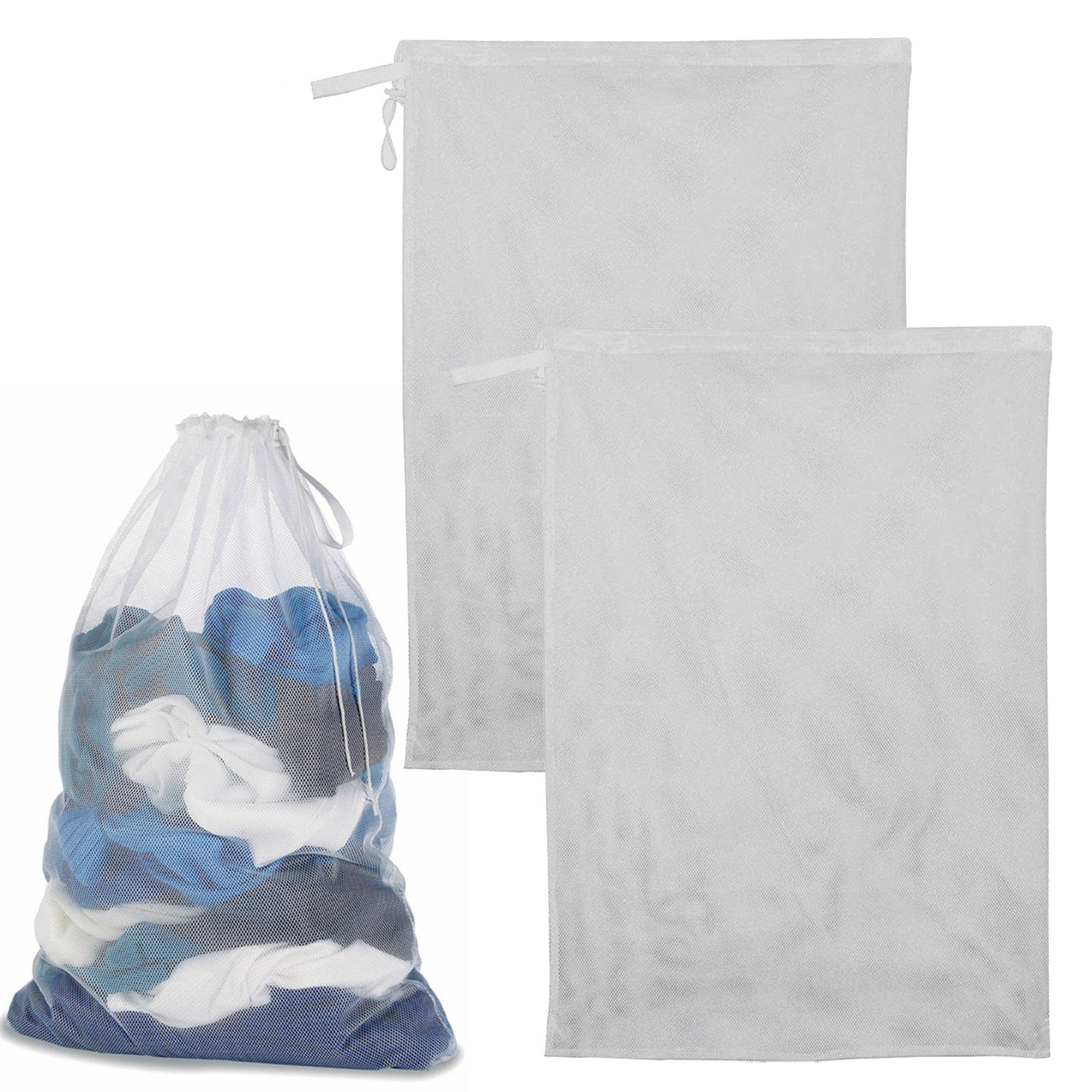 Honeycomb Delicates Bags for Washing Machine, Heavy Duty lingerie bags for Laundry, Travel Storage Organize Bag for Cotton Clothes, Sheet, Shoes, 1 Pcs, 15.75x11.81 23.62" x 35.4" White/2 Pcs