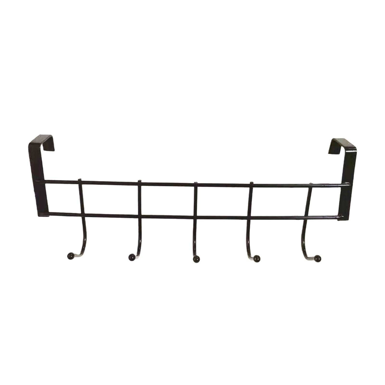 Over The Door Hooks For Hanging, Over The Door Hanger, Over The Door Organizer,Over The Door Towel Rack For Bathroom With 5 Coat Hooks, Bathroom Towel Holder Towels Hanger,Bedroom Door Hooks,(Black) Black-5PCS