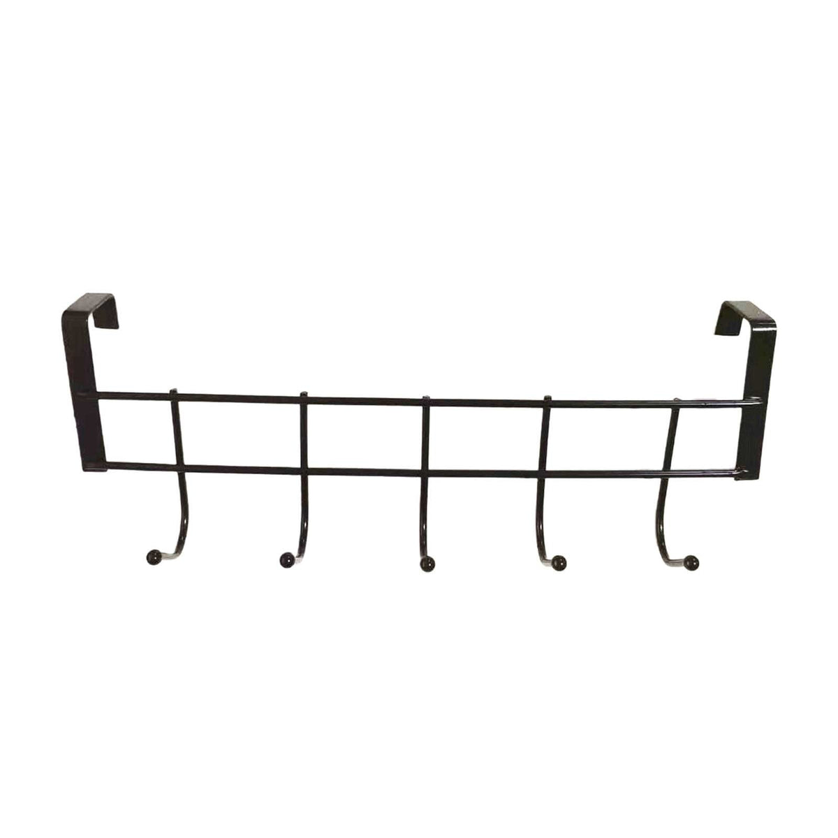 Over The Door Hooks For Hanging, Over The Door Hanger, Over The Door Organizer,Over The Door Towel Rack For Bathroom With 5 Coat Hooks, Bathroom Towel Holder Towels Hanger,Bedroom Door Hooks,(Black) Black-5PCS