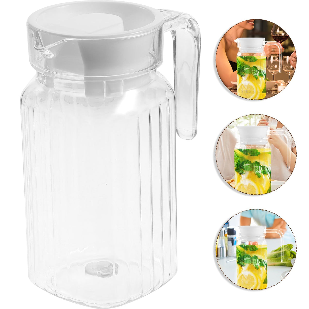 Small Plastic Carafe with Lid and Spout, 600ml Small Clear Water Jug for Hot/Cold Water, Iced Tea Pitcher for Coffee, Mini Juice and Homemade Beverage Carafe, 20 oz, 1 Pcs, 6.30x3.35 6.30" x 3.35" White