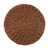 14 Inch Round Woven Placemats, Non Slip Heat Resistant Plastic Table Mats,Table Placemat For Household Use,Round Rattan Placemats Braided Cup Coasters For Drink Kitchen Dining Table Decoration Brown