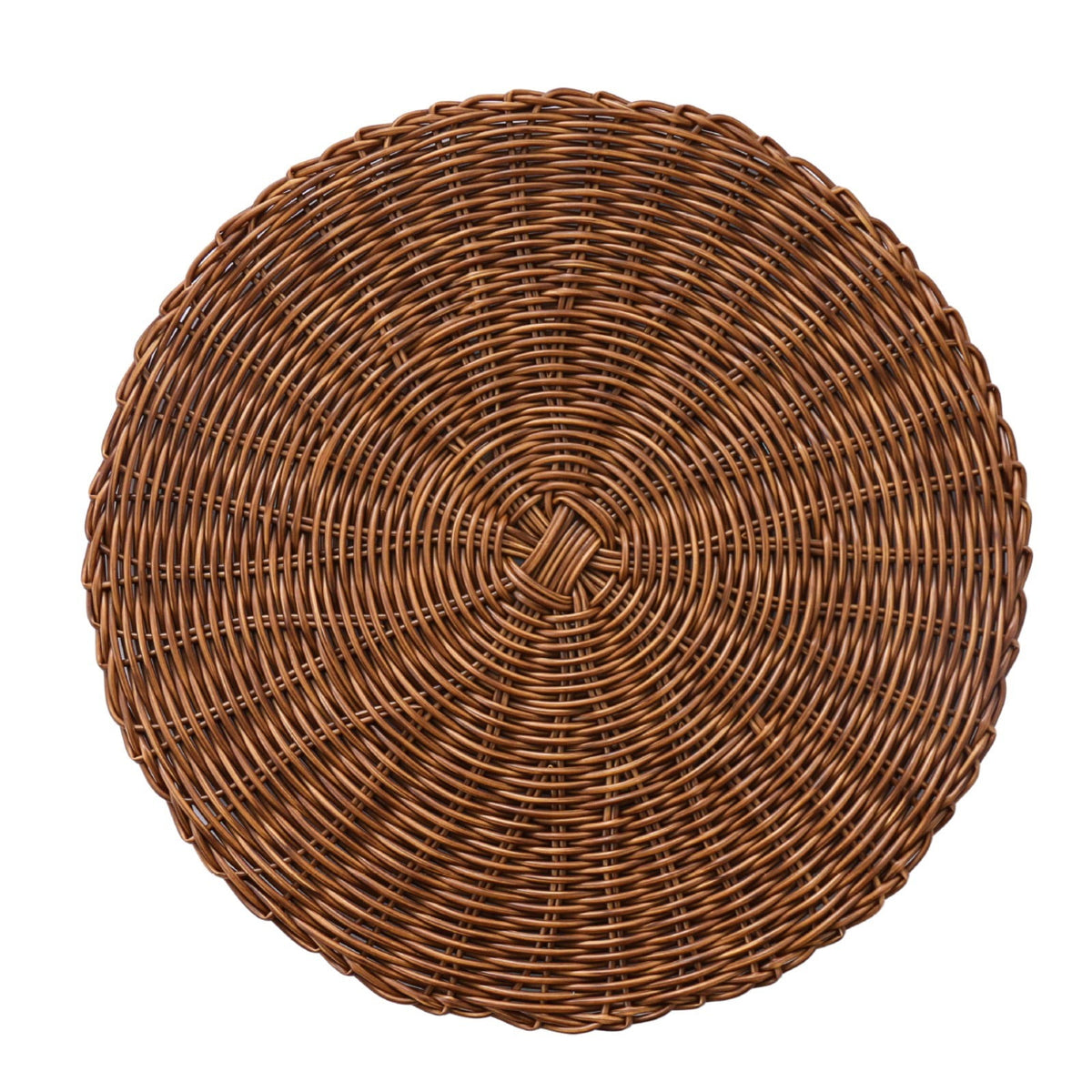 14 Inch Round Woven Placemats, Non Slip Heat Resistant Plastic Table Mats,Table Placemat For Household Use,Round Rattan Placemats Braided Cup Coasters For Drink Kitchen Dining Table Decoration Brown