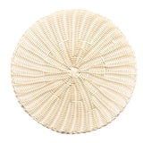 14 Inch Round Woven Placemats, Non Slip Heat Resistant Plastic Table Mats,Table Placemat For Household Use,Round Rattan Placemats Braided Cup Coasters For Drink Kitchen Dining Table Decoration,Brown White