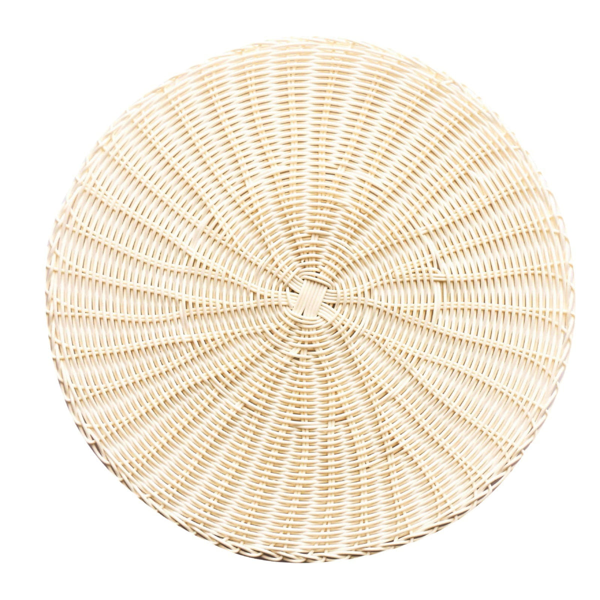 14 Inch Round Woven Placemats, Non Slip Heat Resistant Plastic Table Mats,Table Placemat For Household Use,Round Rattan Placemats Braided Cup Coasters For Drink Kitchen Dining Table Decoration,Brown White
