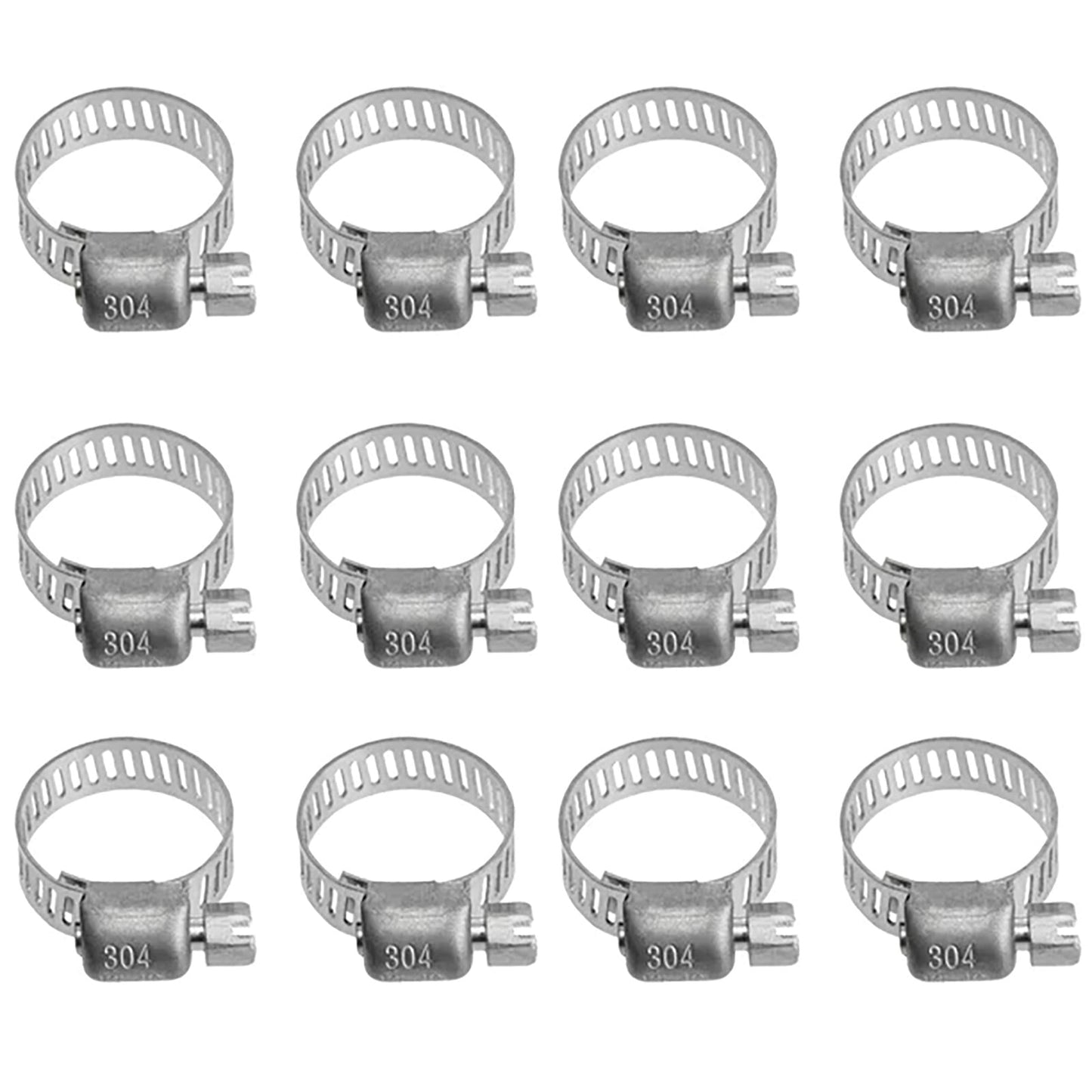 Heavy Duty Hose Clamp, Stainless Steel Hose Clamps Kit, Worm Gear Clamps for Fuel Line, Plumbing, Automotive, Mechanical Applications, Pipe, Tube, Radiator, Garden, 12 Pcs, 0.82x0.31 0.82" x 0.31" Silver/12 Pcs