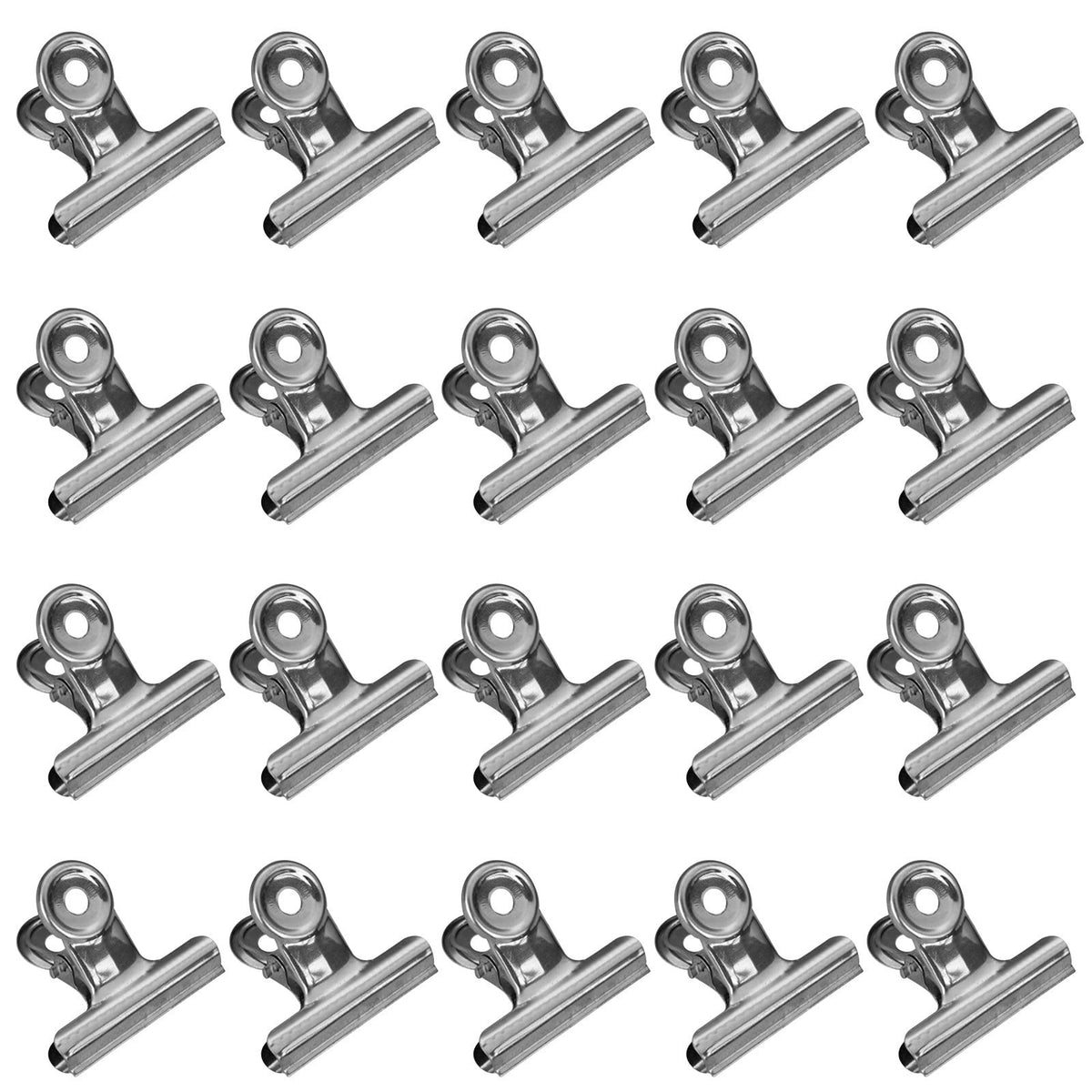 20 Pack Metal Clips for Corkboard, Heavy Duty Bulldog Clips for Hanging Pictures, Small Hinge Clips for Photos Crafts, Mini Binder Clips Paper File Clamps for Office, 1.96 Inches 1.96" Silver/20 Pcs