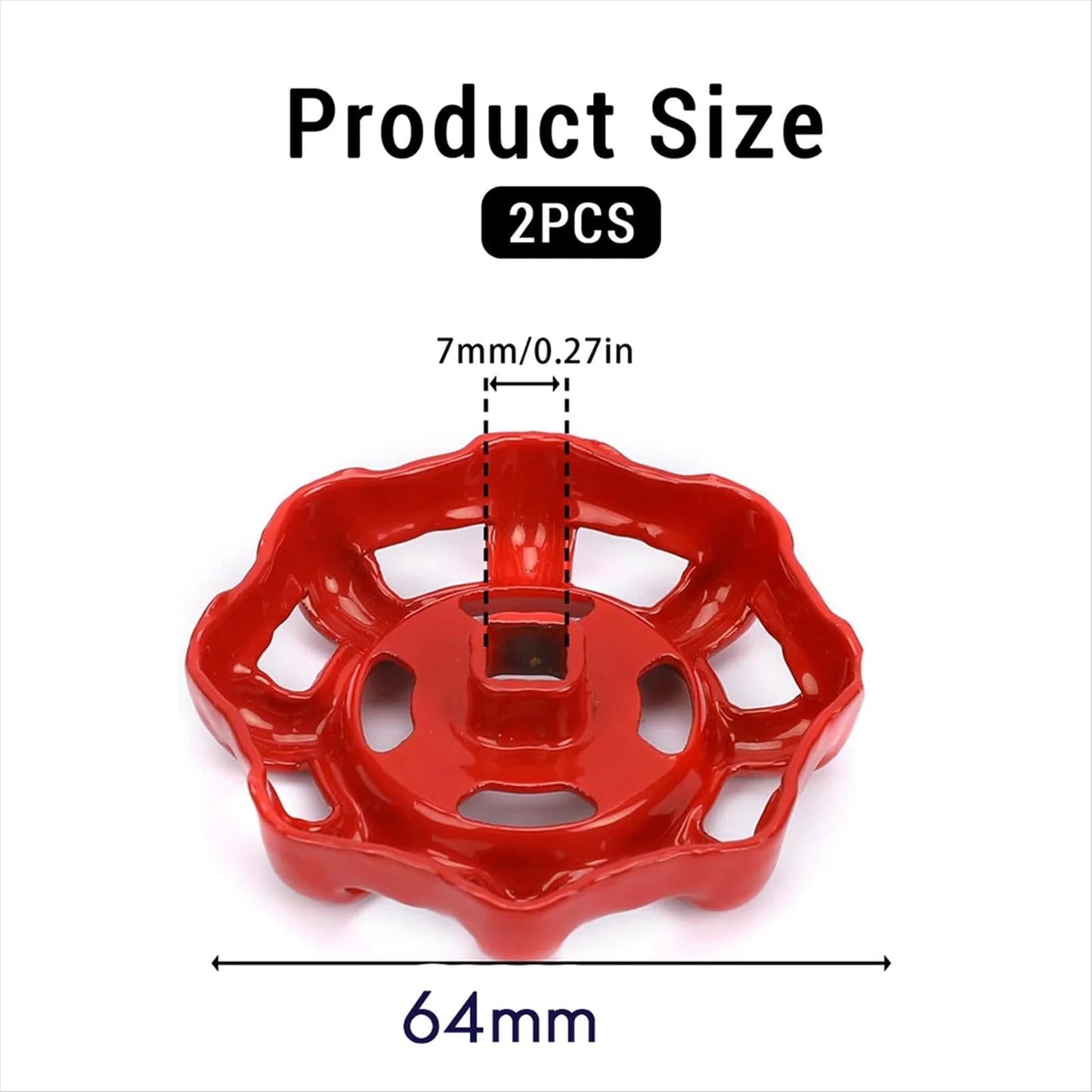 1 Pcs Outdoor Faucet Handle Spigot Handle,Hose Bib Round Wheel Rustproof Water Spigot,Outside Water Valve Replacement Parts Square Stem Hole Faucet Valve Replacement(Z1-Red) Red