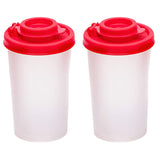 Salt And Pepper Shakers Moisture Proof,Plastic Salt Shakers,Salt Shaker To Go Camping Picnic Outdoors Kitchen Lunch Boxes Travel Spice Set Clear With Red Covers Lids Plastic Airtight Dispenser,1PCS 2PCS