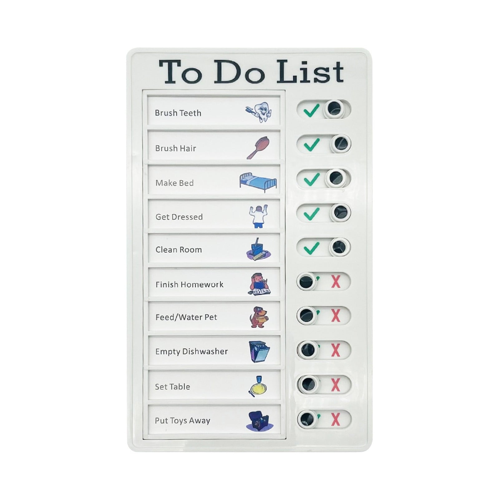 1Pc To Do List Checklist,Chores Chart for Man and Woman Chore Chart, Sliding Routine Chart to Do List, RV Checklist Task Planning Board, ADHD Tools Routine Visual Schedule Reminder(White5) White5