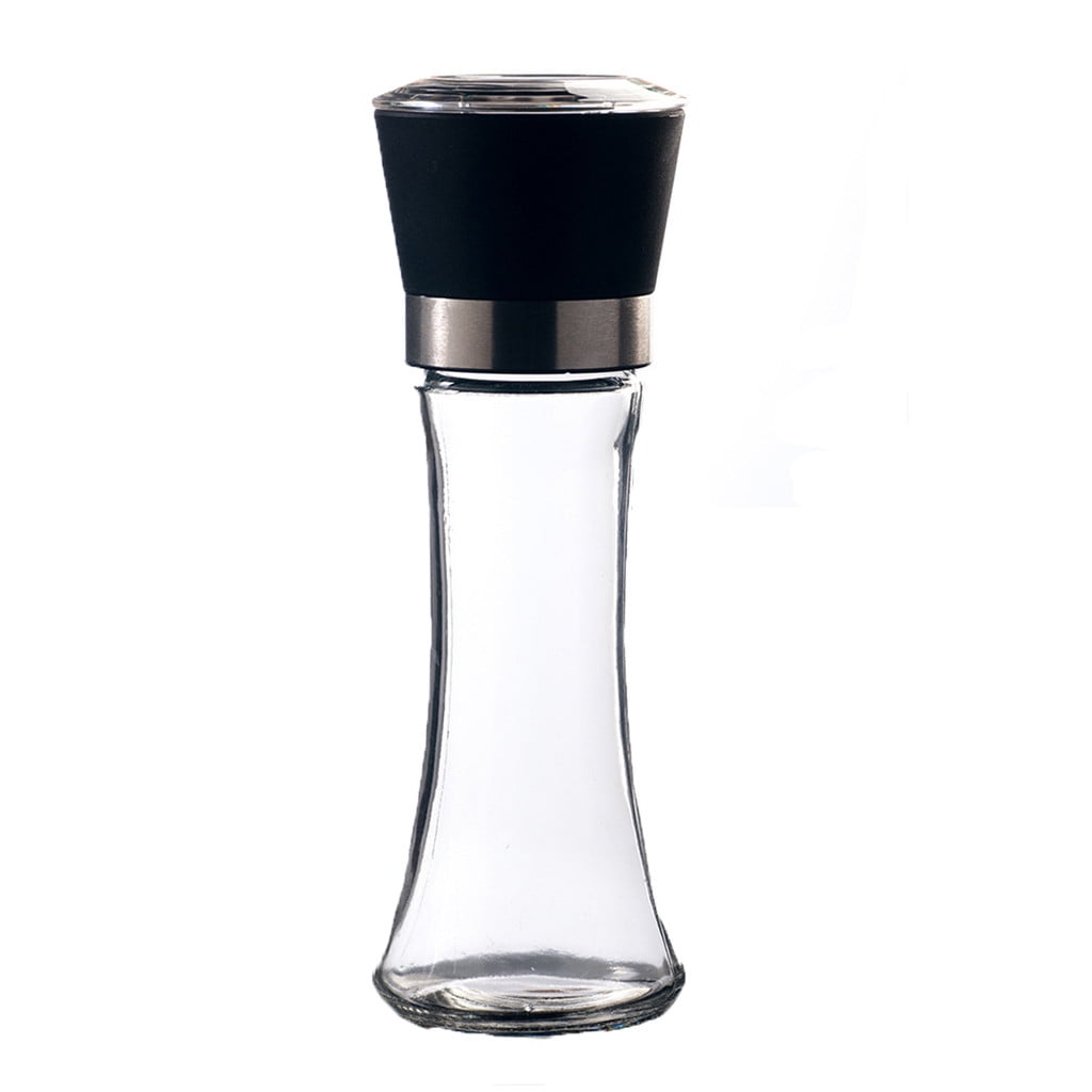Stainless steel and glass salt and pepper grinder