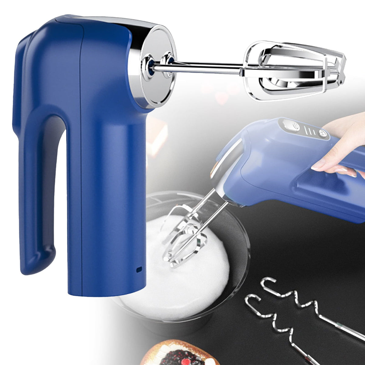 Powerful Hand Mixer, 3-Speed Hand Held Mixer for Baking, Lightweight Stainless Hand , Kitchen Mixer for , Cookies, 1 Pcs, 7.2x4.72 7.2" x 4.72" Blue