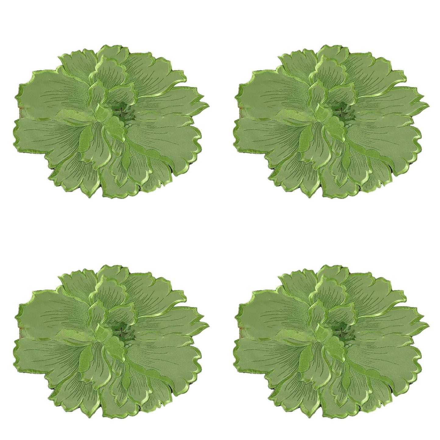 4 Pcs Flower Placemat,3D Flower Placemats,Flower Shape Placemat,Heat-Resistant And Washable Placemat for Dining Table,Tablemats Kitchen Table Setting Decorative for Wedding Holiday Dining Table,Red Green