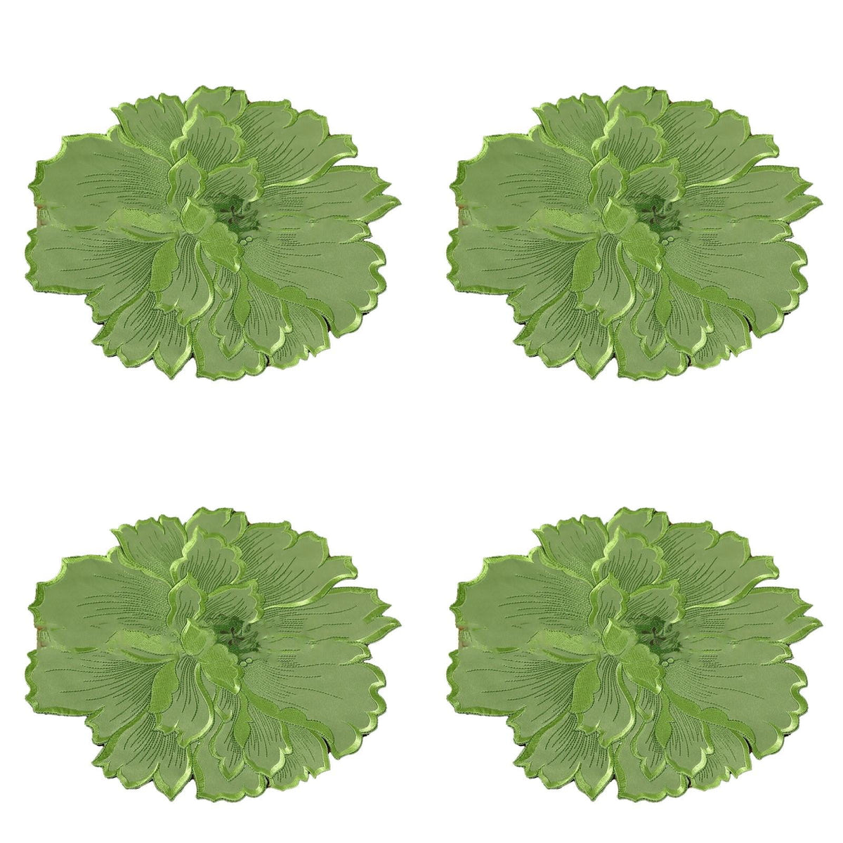 4 Pcs Flower Placemat,3D Flower Placemats,Flower Shape Placemat,Heat-Resistant And Washable Placemat for Dining Table,Tablemats Kitchen Table Setting Decorative for Wedding Holiday Dining Table,Red Green