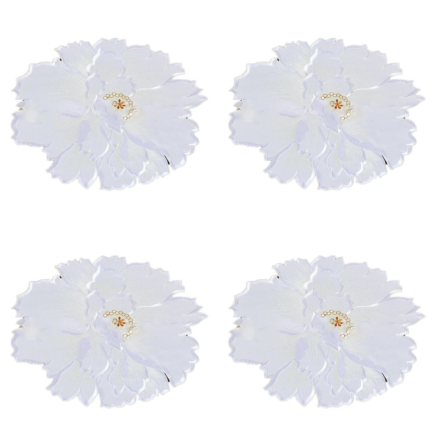 4 Pcs Flower Placemat,3D Flower Placemats,Flower Shape Placemat,Heat-Resistant And Washable Placemat for Dining Table,Tablemats Kitchen Table Setting Decorative for Wedding Holiday Dining Table,Red White